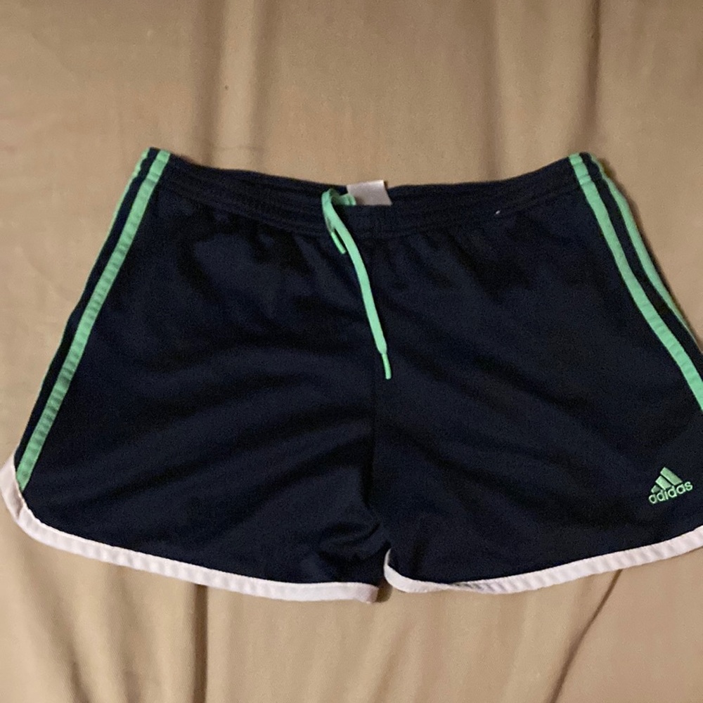 adidas green stripe women’s shorts